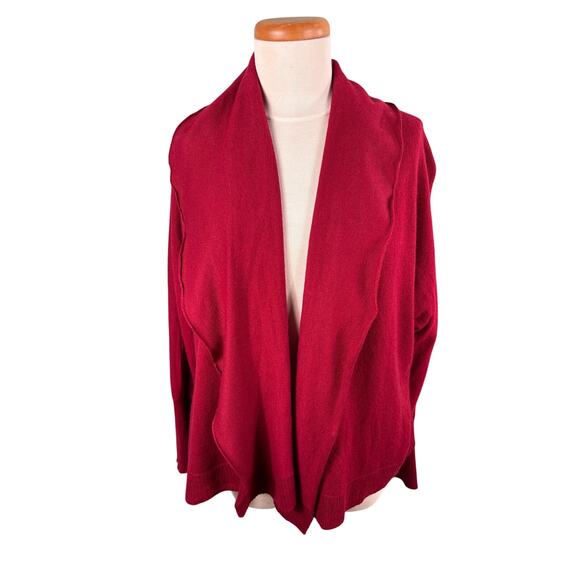 Alice & Olivia Cardigan Women's Large Red Wool Cashmere Open Front Sweater Top - Picture 1 of 8